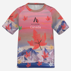 All-Over Print Kids Causal Short Sleeve T-Shirt-Imitation Cotton 170 GSM