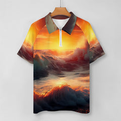 Zip Polo Shirts for Men Relaxed Fit