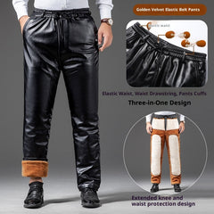 Winter Fleece-lined Plus Thick And Wide Leather Coat For Men