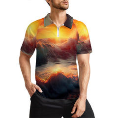 Zip Polo Shirts for Men Relaxed Fit