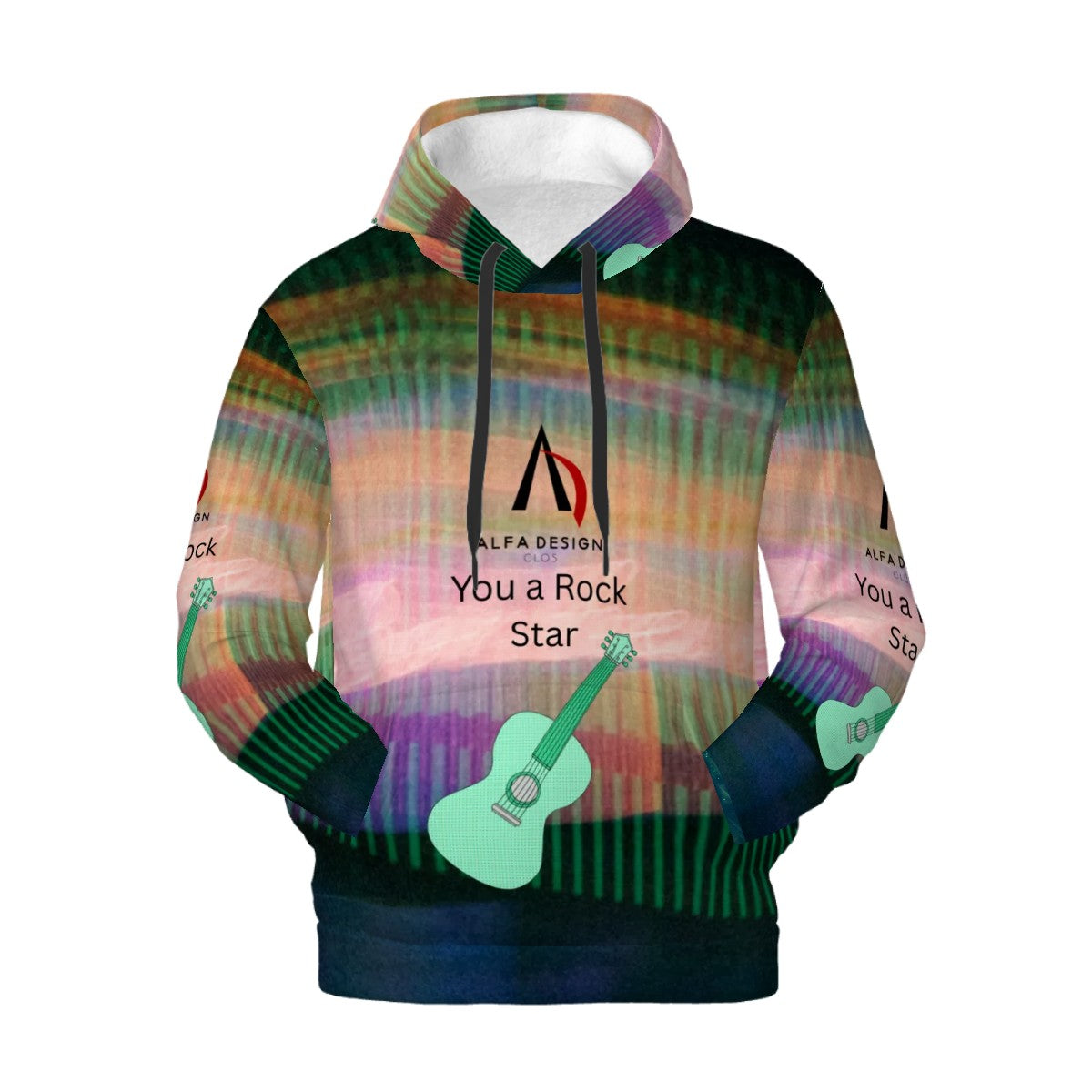 Mens Hoodie with Pockets Customized Services ALFA   99991 ALFA ROCK STAR