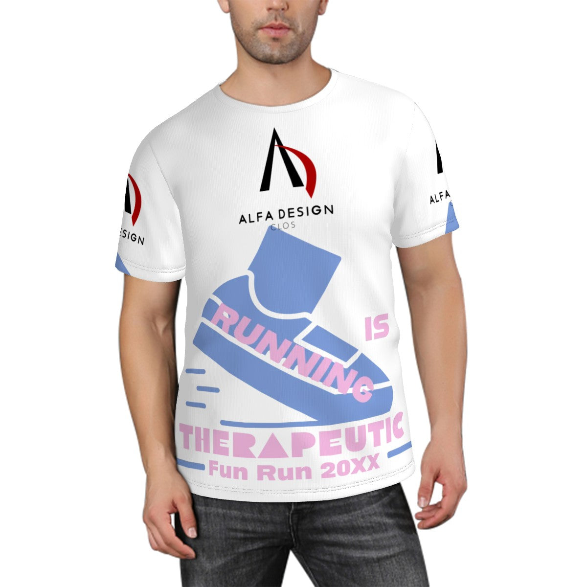 Men's ShortSleeve TShirt Customized Services ALFA   RUN GOOD