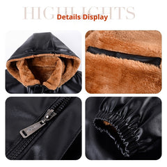 Winter Fleece-lined Plus Thick And Wide Leather Coat For Men