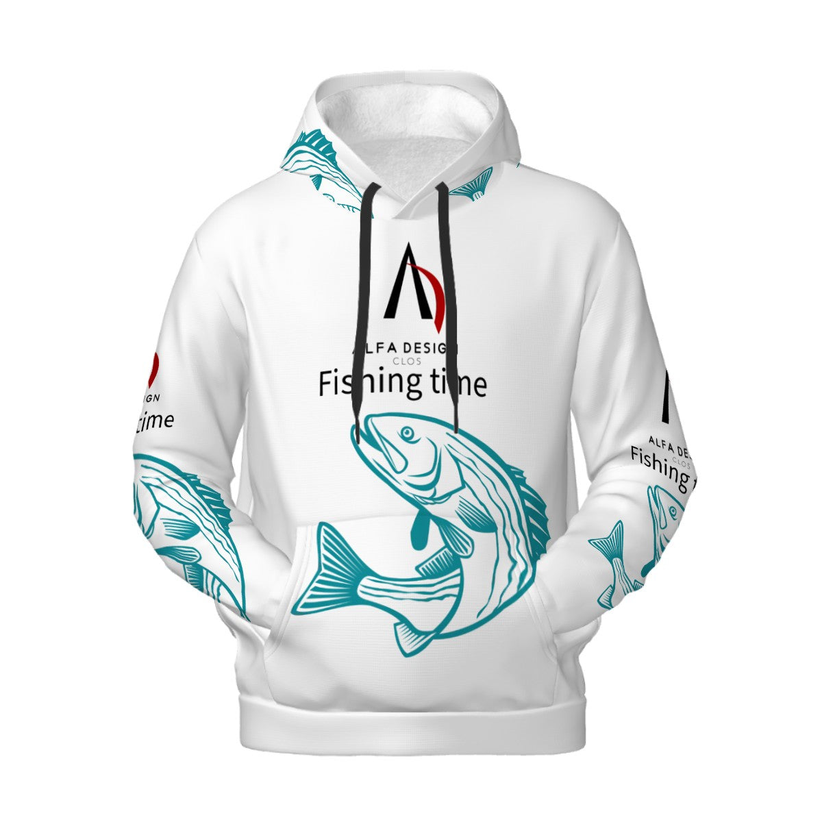 Mens Hoodie with Pockets Customized Services ALFA   FISHING TIME