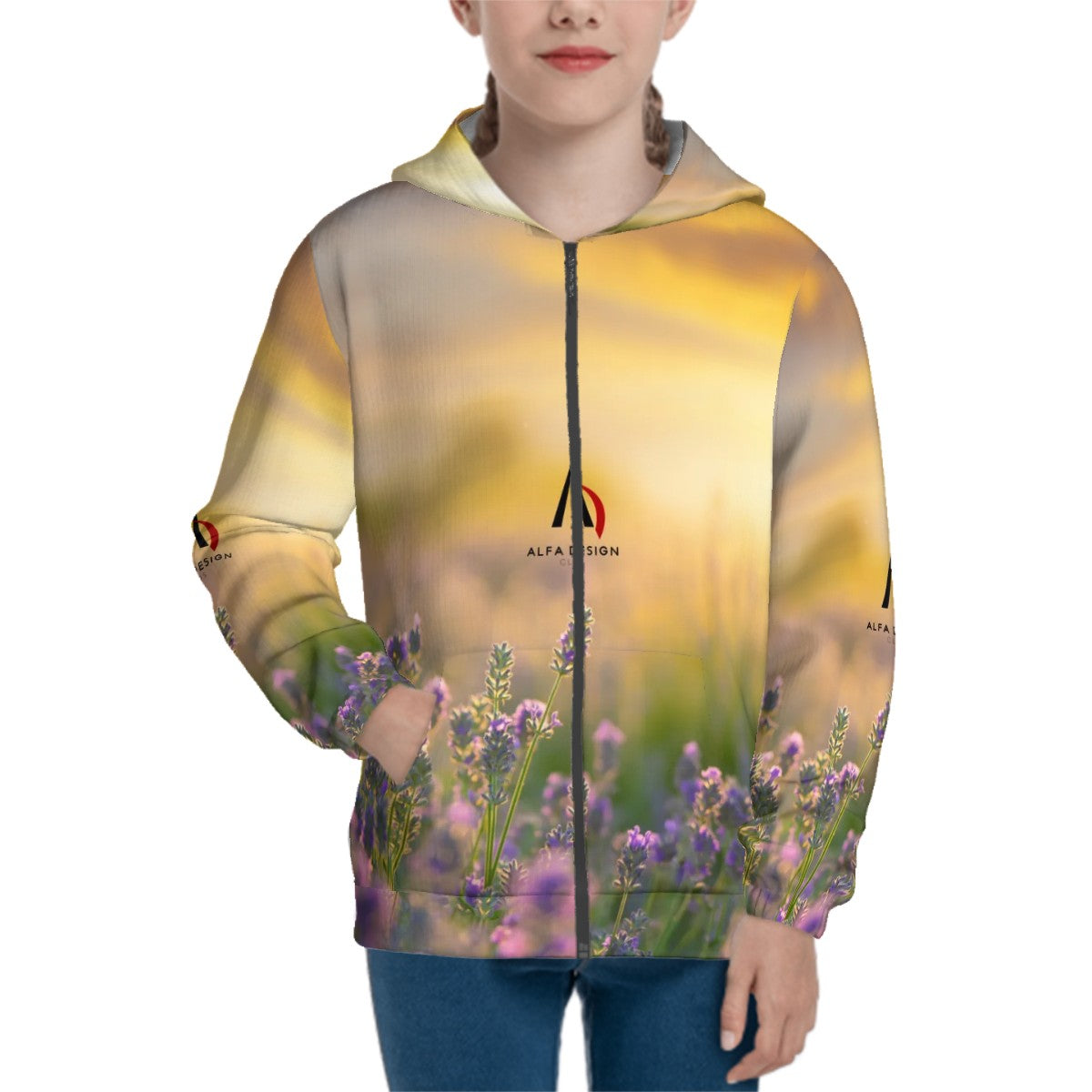 Teen Zip Up Hoodie (Without Cord) Customized Services