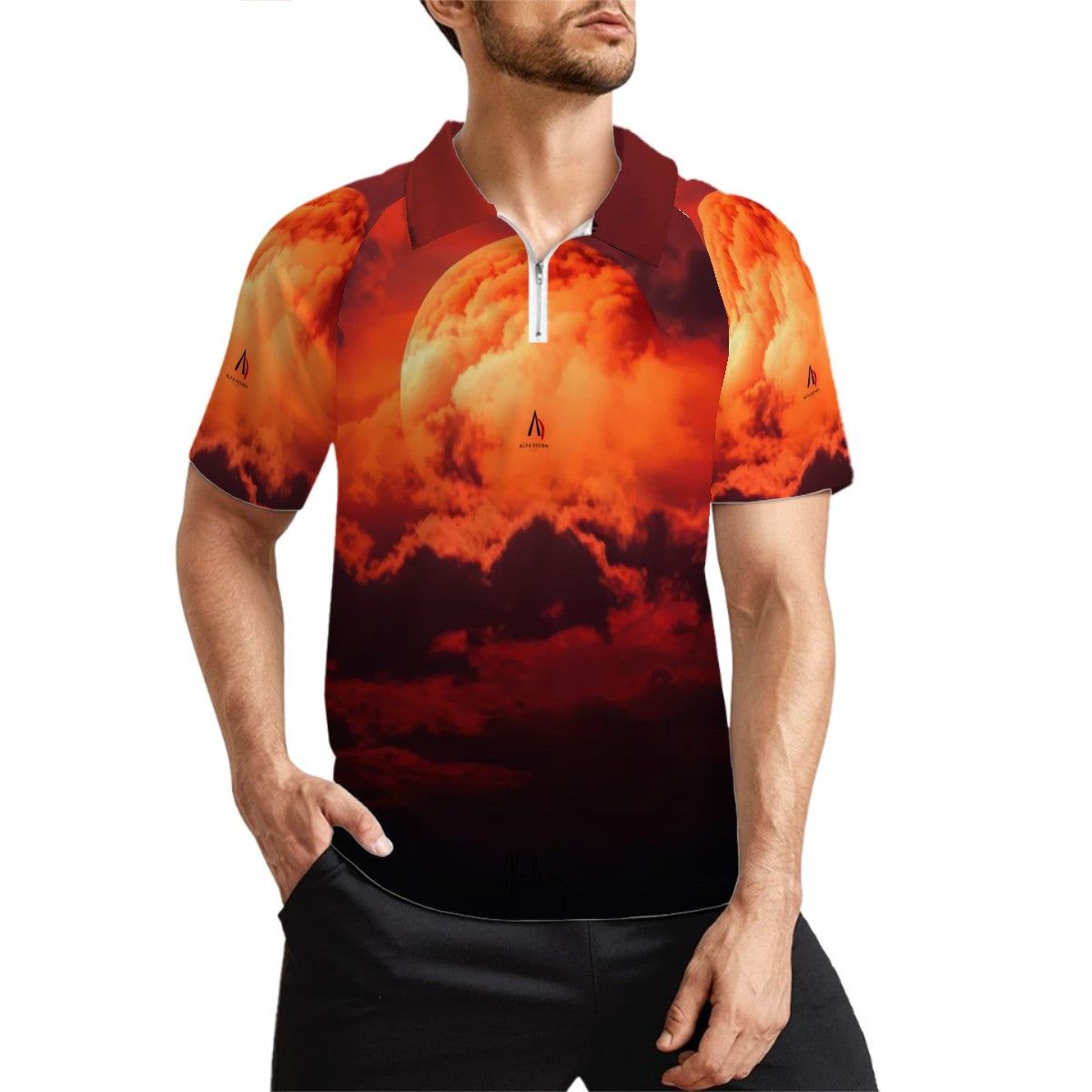 Zip Polo Shirts for Men Relaxed Fit